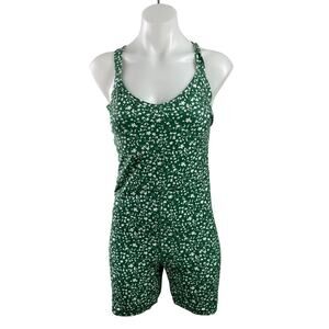 NEW Old Navy Active Green Sleeveless Racerback Floral Jumpsuit Romper Size M